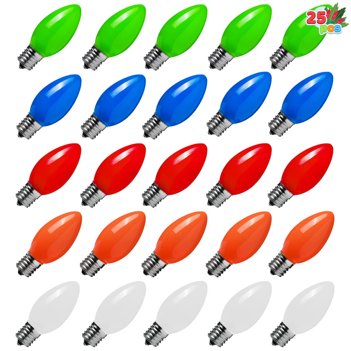 Joiedomi 25 Pack C9 Light Bulb, Replacement Multicolor Light Bulbs